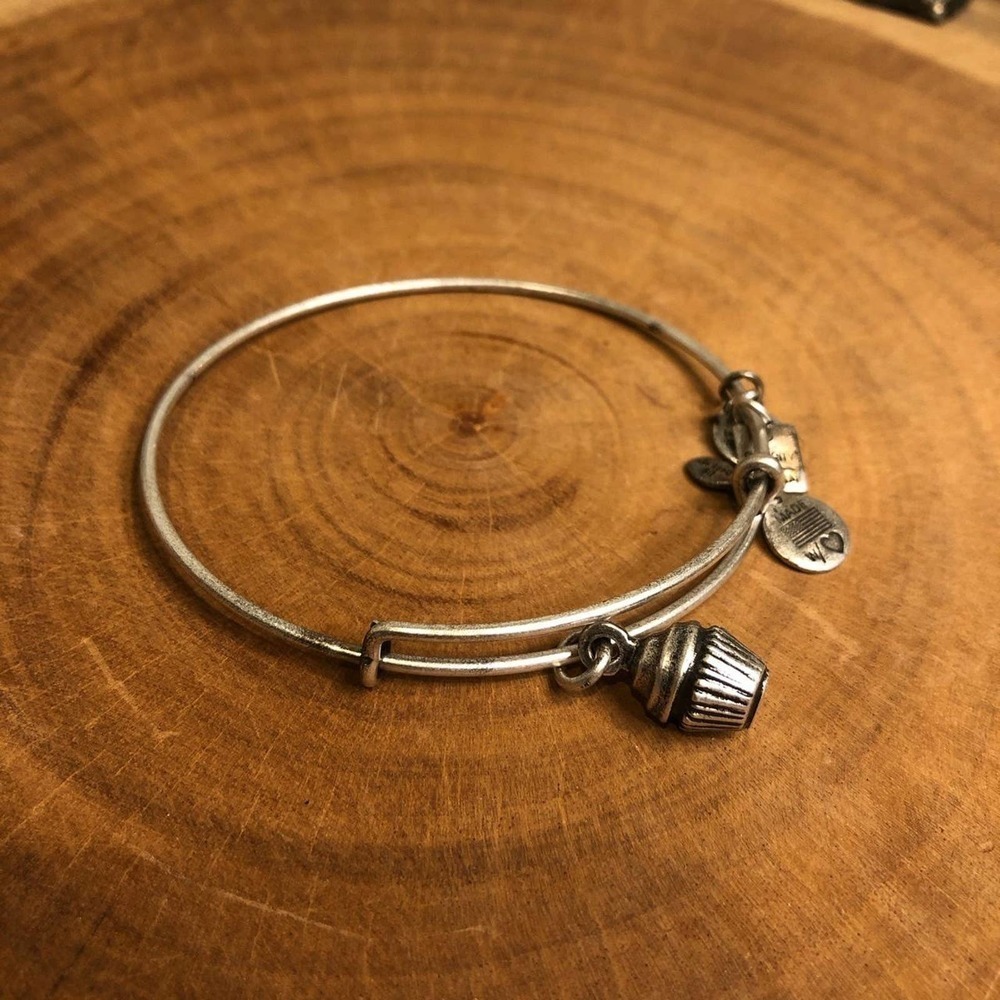 Alex and Ani sliver bangle with cupcake charm!